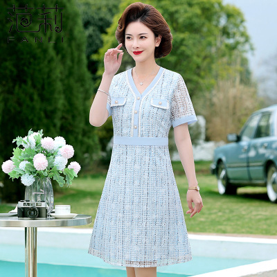 妈妈夏装蕾丝连衣裙洋气