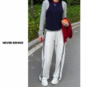 1.18 高腰松弛感显瘦撞色阔腿休闲裤