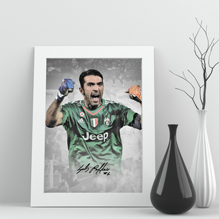 相框布冯庆祝尤文图斯实木照片海报学生签名礼物装饰酒吧足球迷