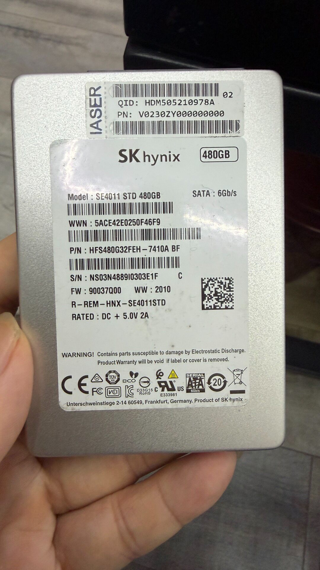二手 SK海力士SE4011 480GB企业级固态硬盘