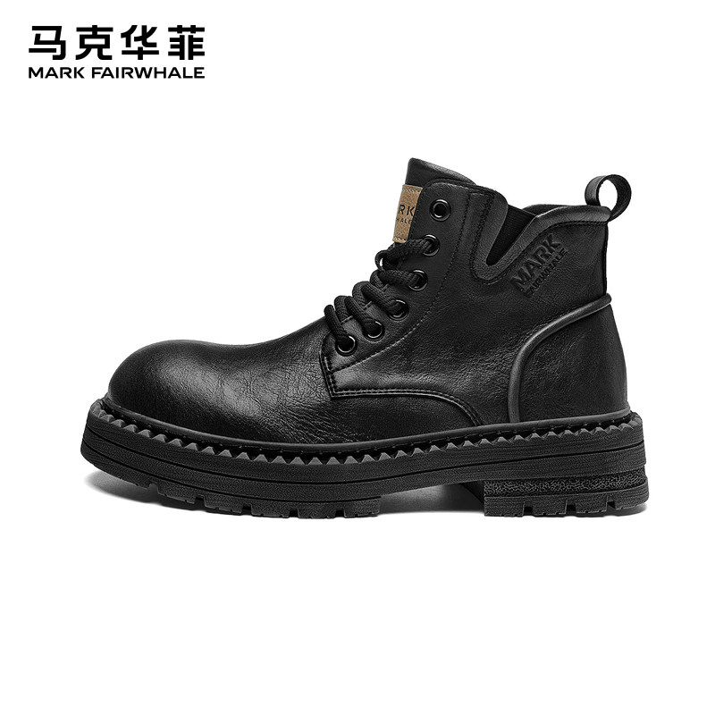 马克华菲马丁靴男款夏季男鞋高帮工装靴皮靴复古切尔西靴男士靴子