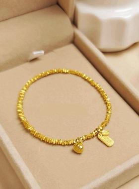 金色碎银几两手链沙金碎碎防黄金蹦迪珠子轻奢小众女士项链s925银