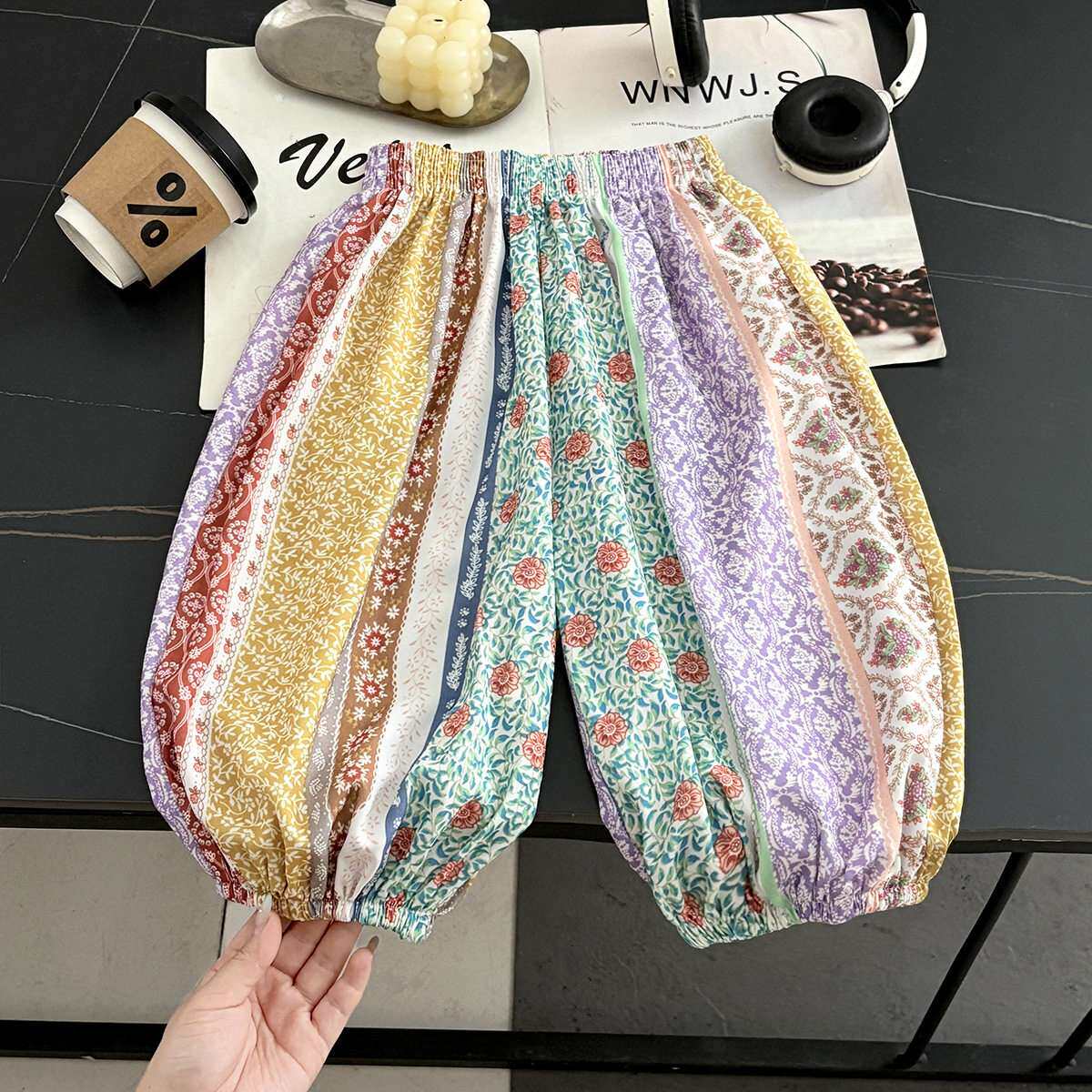 儿童冰丝棉防蚊裤中大童棉绸裤子女童灯笼裤男童长裤宝宝裤子夏季