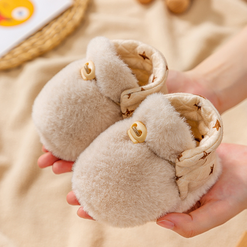 秋冬婴儿鞋软底棉鞋暖0-3-6-12个月新生儿男女宝宝加绒加厚毛毛鞋