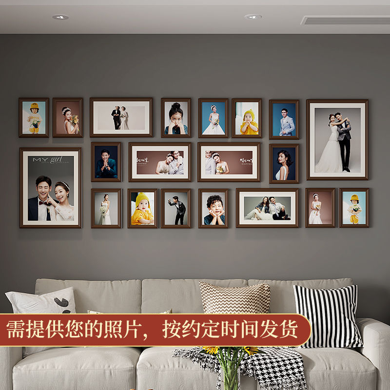 实木照片墙免打孔相片墙相框墙公司出风口改装装饰框挂墙组合