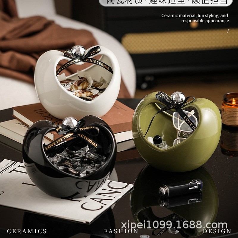 轻奢高档水果篮客厅家用零食干糖果果盘高颜值精致多功能陶瓷摆件