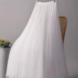 高端网纱半身裙女新款白色纱裙720度大摆舞蹈裙高腰沙裙子a字长裙