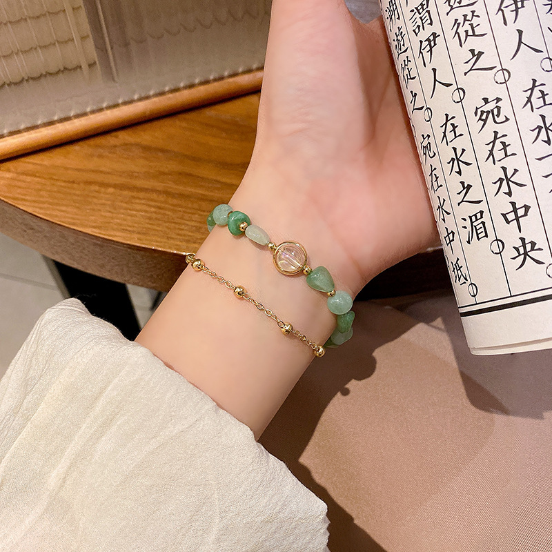 新中式葡萄石青提串珠手串轻奢小众设计双层叠戴水晶手链女生手环