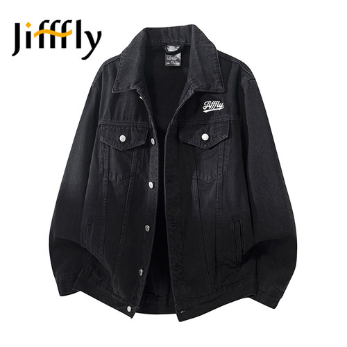 Jifffly纯棉牛仔外套男士复古水洗工装夹克宽松帅气百搭牛仔上衣