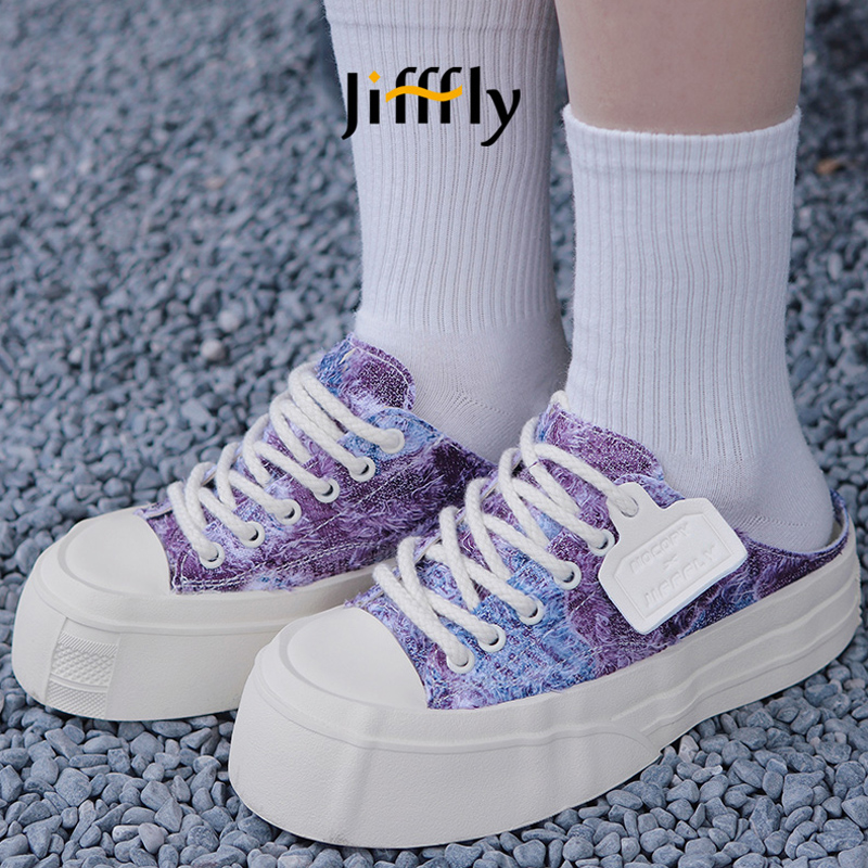 jifffly低帮帆布鞋半拖女