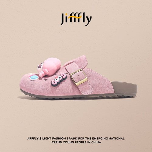 Jifffly勃肯鞋女款2025新款夏季透气懒人一脚蹬厚底百搭半包拖鞋