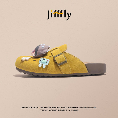 Jifffly软木勃肯鞋女2025夏季新款复古百搭休闲包头外穿懒人拖鞋