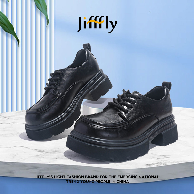 Jifffly厚底乐福鞋女2025秋冬新款英伦风懒人一脚蹬百搭小皮鞋