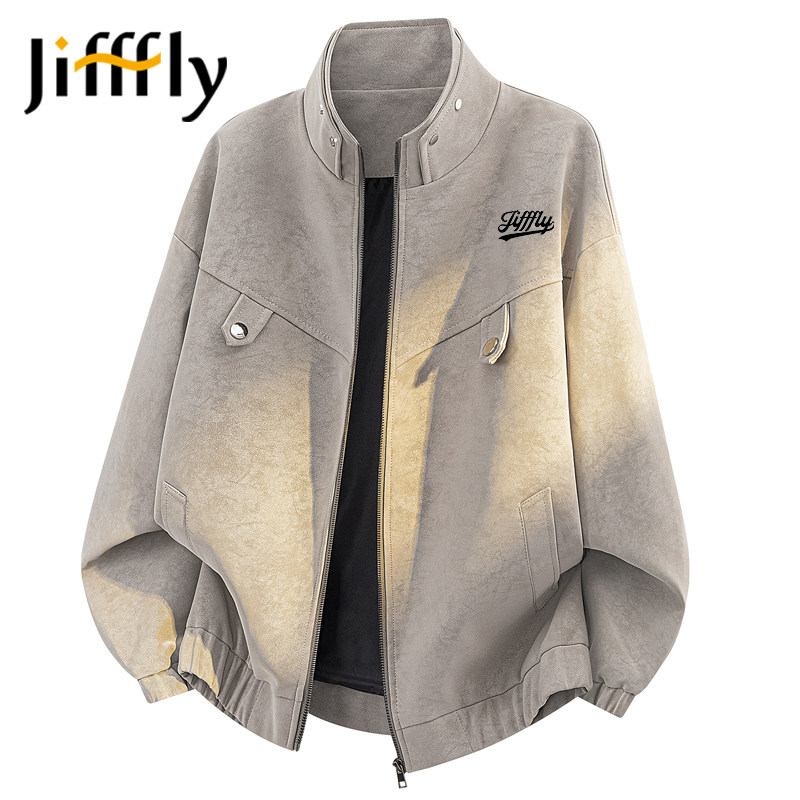 Jifffly立领皮衣外套男款春秋新款美式复古宽松修身帅气百搭夹
