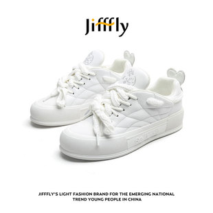 Jiffflyx 青婉田Q.VONTON女鞋百搭小白鞋厚底增高休闲运动板鞋子