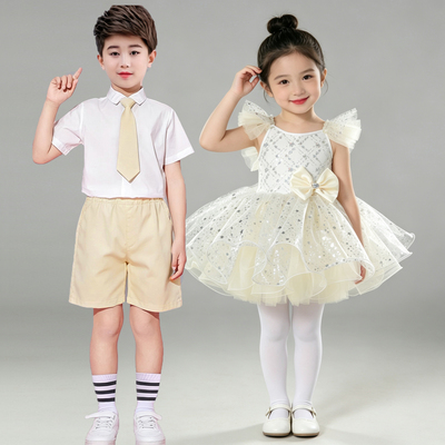 六一儿童节蓬蓬裙演出服幼儿园舞蹈表演服女童公主裙亮片纱裙主持