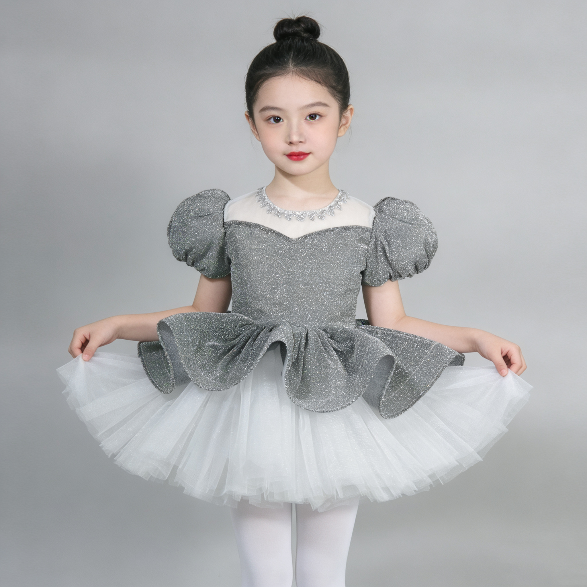 六一儿童演出服女童舞蹈蓬蓬裙幼儿可爱跳舞表演服亮片纱裙公主裙