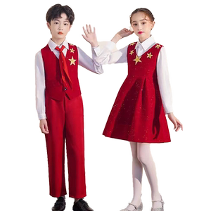 儿童大合唱演出服红歌中小学生诗歌朗诵表演服红领巾青少年合唱服