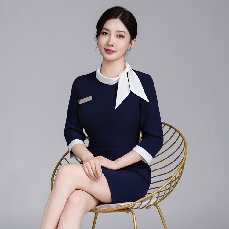 医疗美容院美容师工作服幼师珠宝店前台高端美甲纹绣顾问连衣裙女