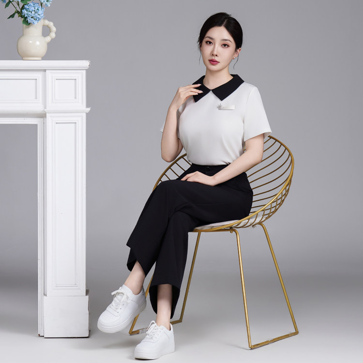 美容院美容师养生馆足浴足疗会所工作服女美发美甲医美短袖夏套装