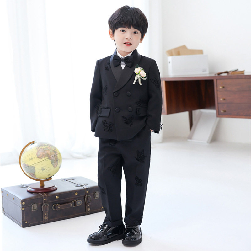 儿童西装秋季新款男童英伦绅士小西服套装宝宝周岁生日花童婚礼服