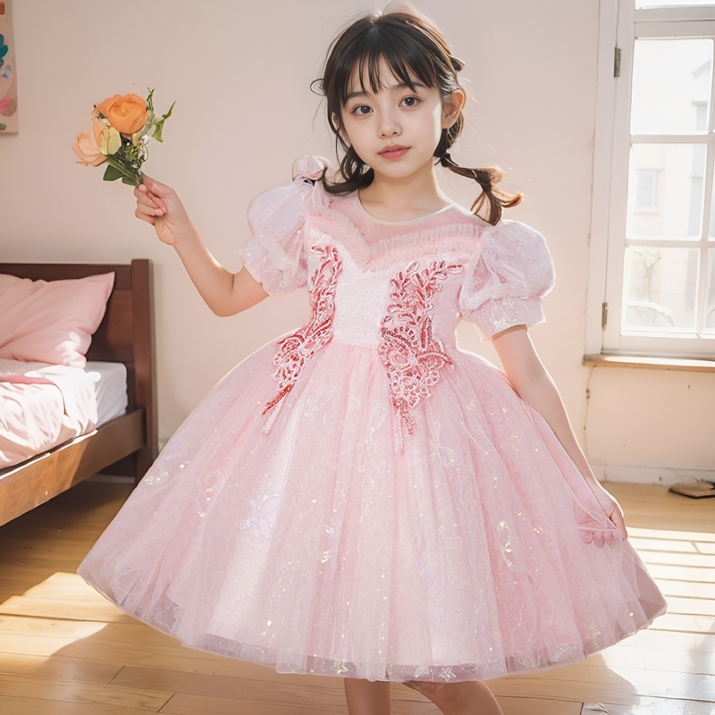 主持人礼服女童公主裙花童高端轻奢小众儿童钢琴演奏幼儿园演出服