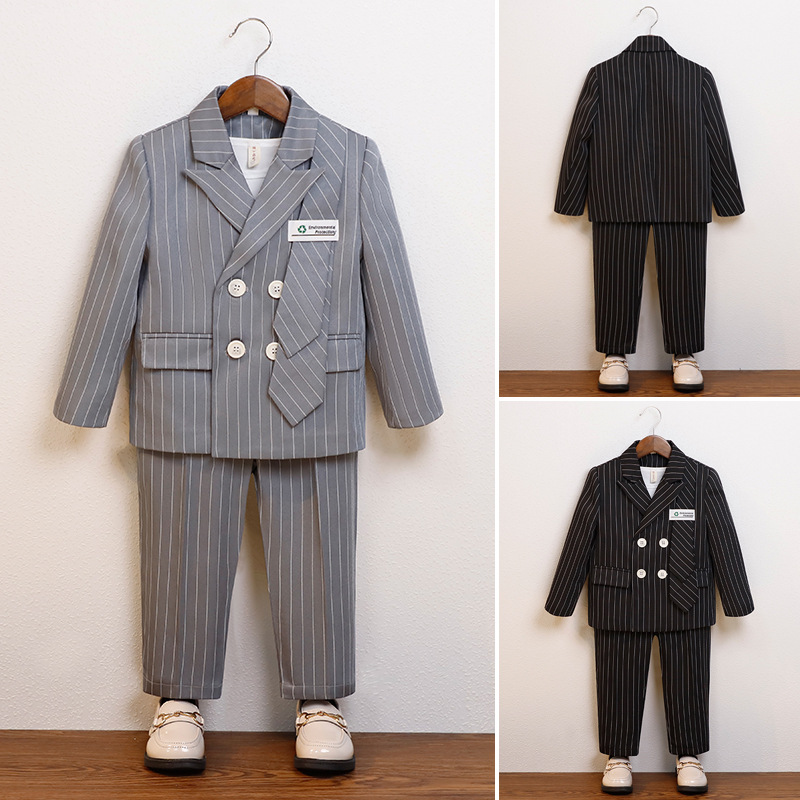 男童设计感英伦小西服休闲外套花童摄影走秀演出礼服儿童帅气西装