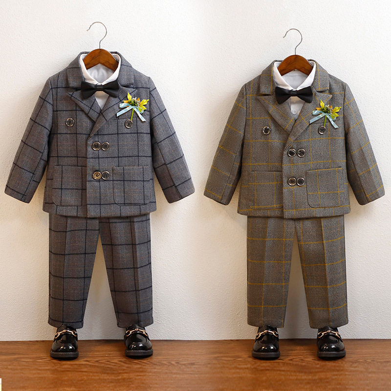 男童西装套装花童礼服主持人英伦外套西服男宝宝花童周岁生日正装