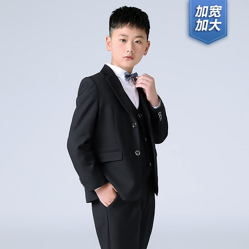 胖童男童礼服儿童西装套装中大童西服加大加宽花童正装男孩演出服