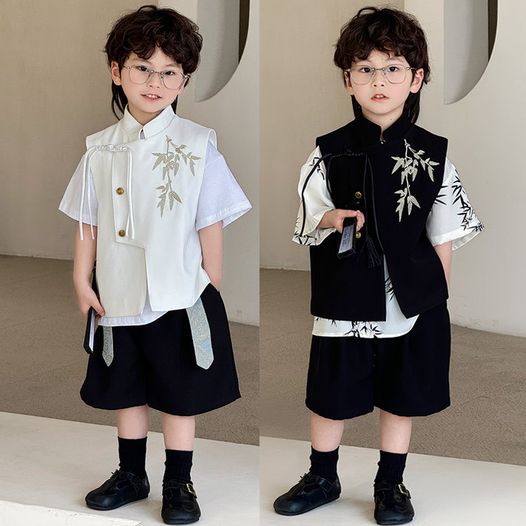 男童马甲礼服套装新中式唐装汉服