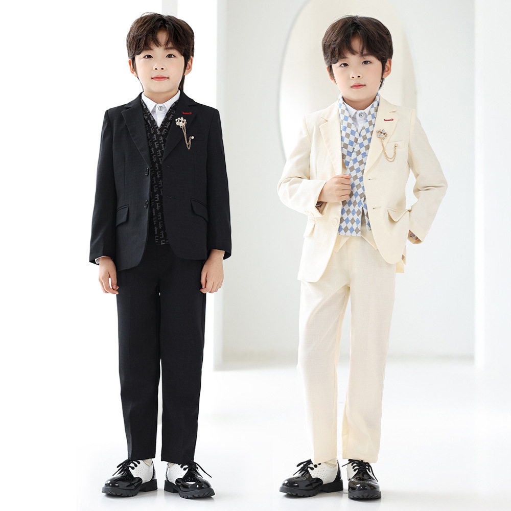 儿童西服套装春秋款韩版帅气西装礼服男童钢琴主持班级活动演出服