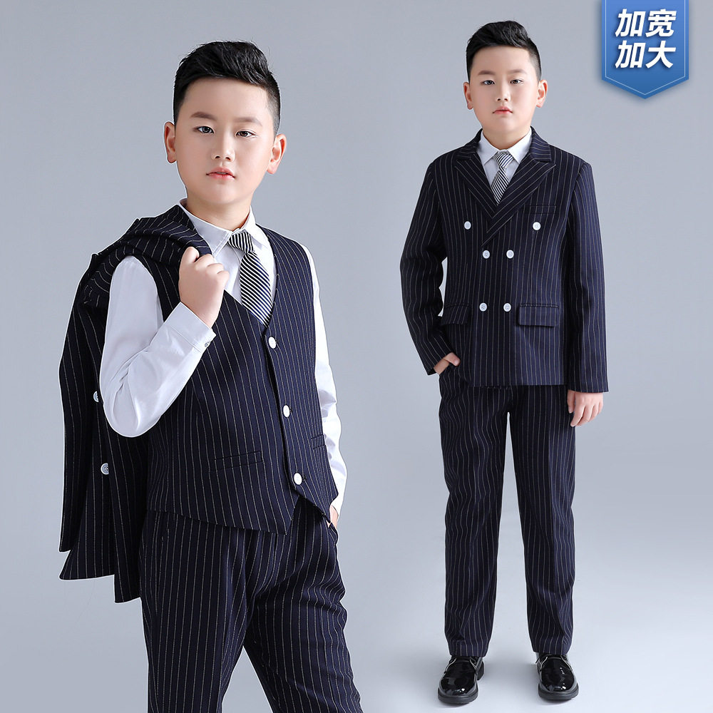 胖童男童加肥加大春秋款条纹西装