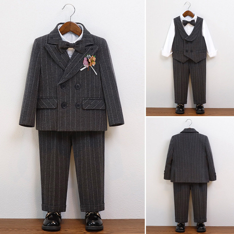 男童西装英伦条纹小西服儿童礼服