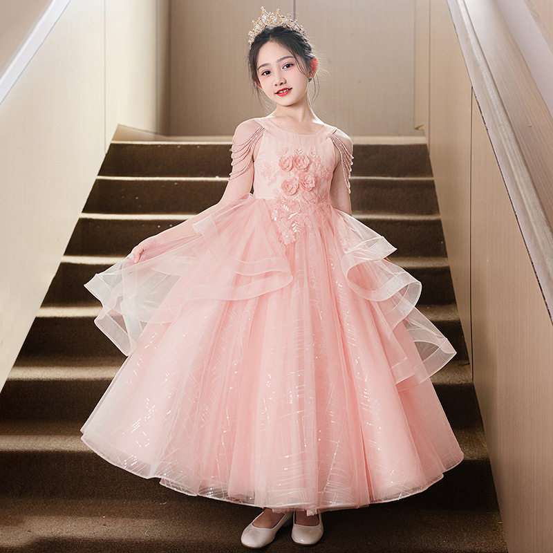 女聚酯纤维欧美儿童礼服