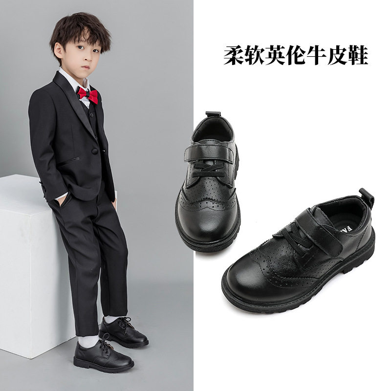 儿童镂空鞋子英伦男童真皮小皮鞋
