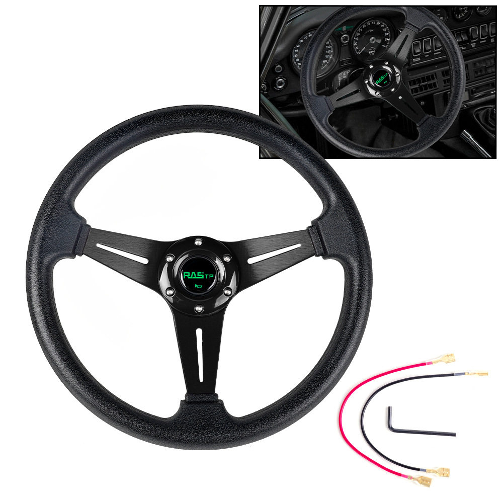 汽车改装配件14寸350mmPU方向盘竞技游戏卡丁车方向盘赛车转向盘