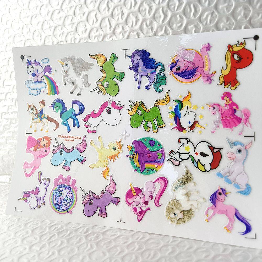 可爱小独角兽镂空立体防水牙刷水杯装饰贴纸UV转印贴纸水晶标定制