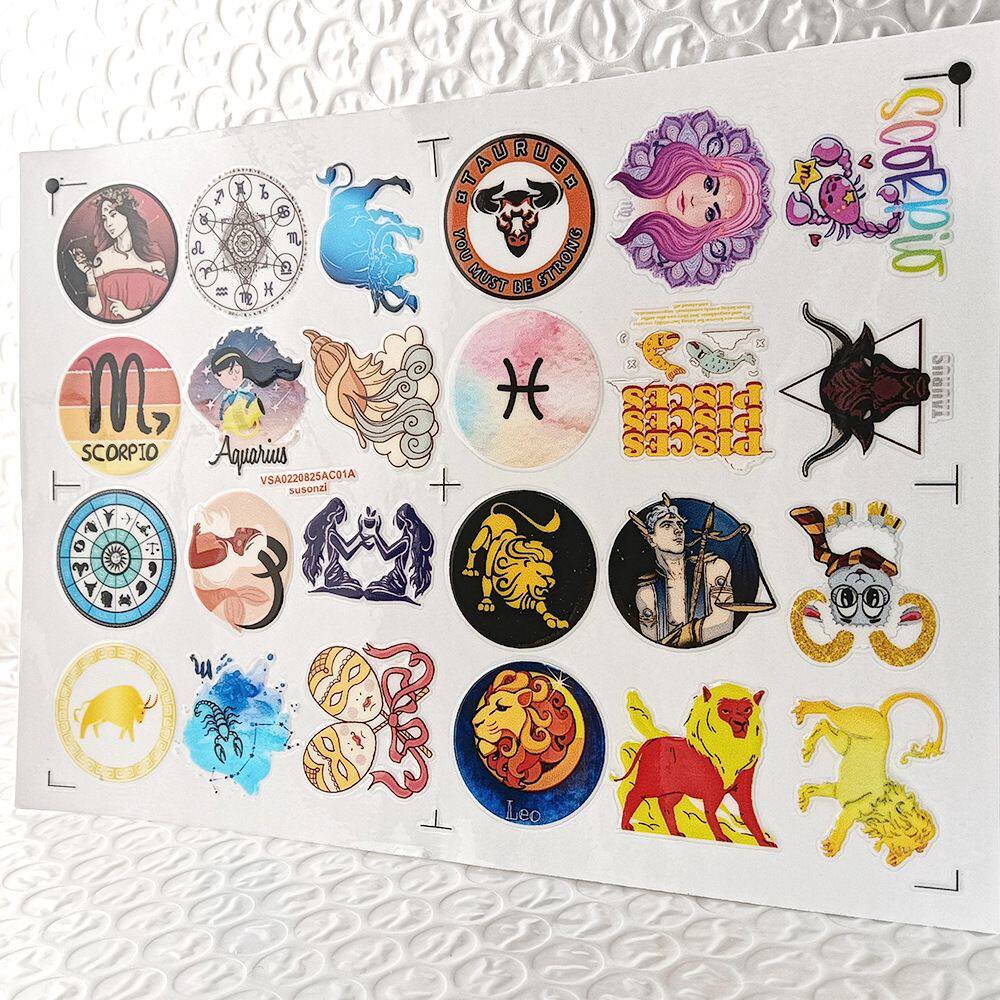 卡通黄色涂鸦镂空立体防水牙刷水杯装饰贴纸UV转印贴纸水晶标定制