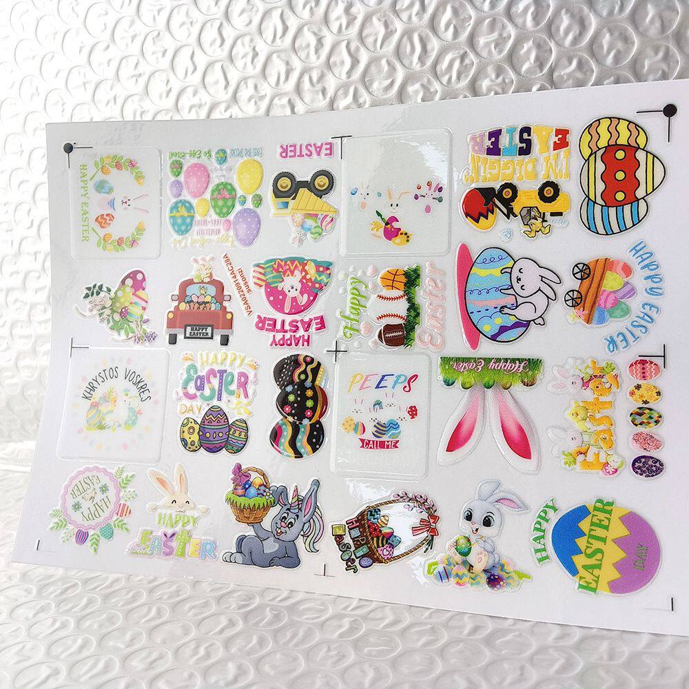 卡通复活节镂空立体防水电动牙刷水杯装饰贴纸UV转印贴水晶标定制