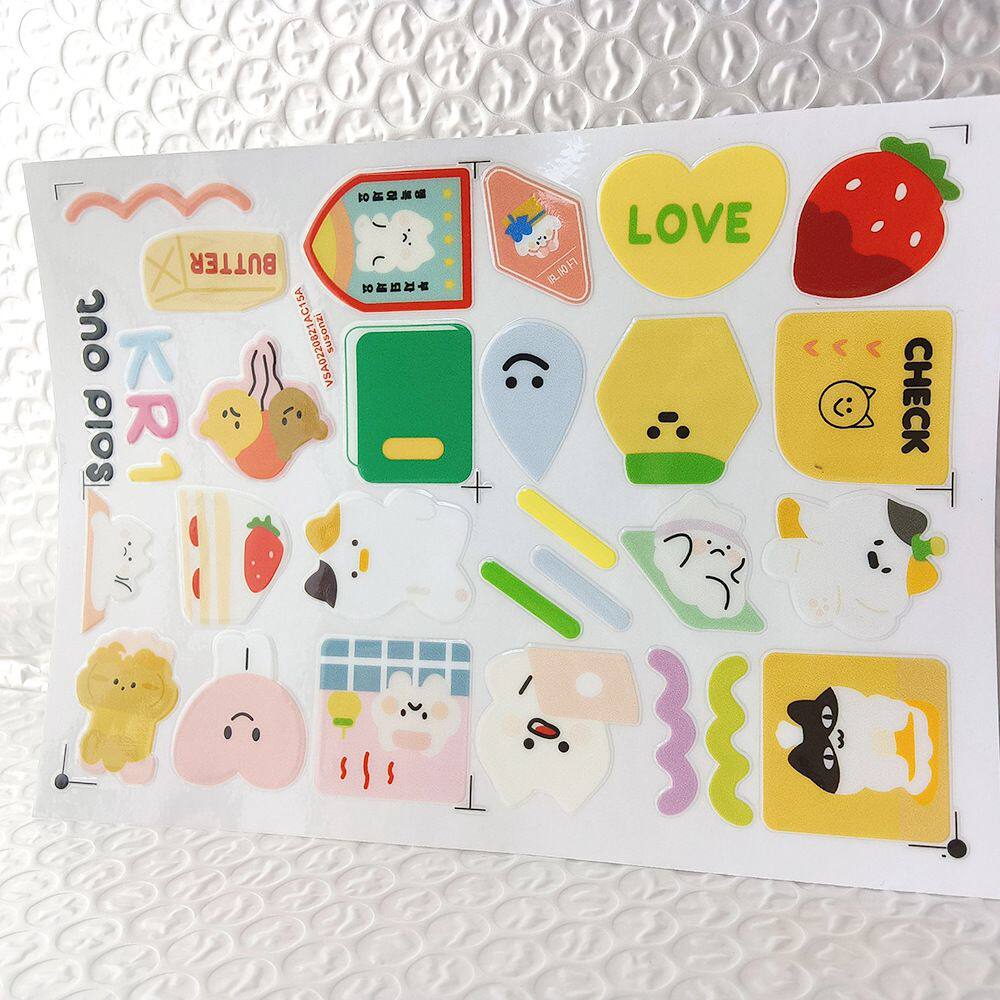 卡通黄色涂鸦镂空立体防水牙刷水杯装饰贴纸UV转印贴纸水晶标定制