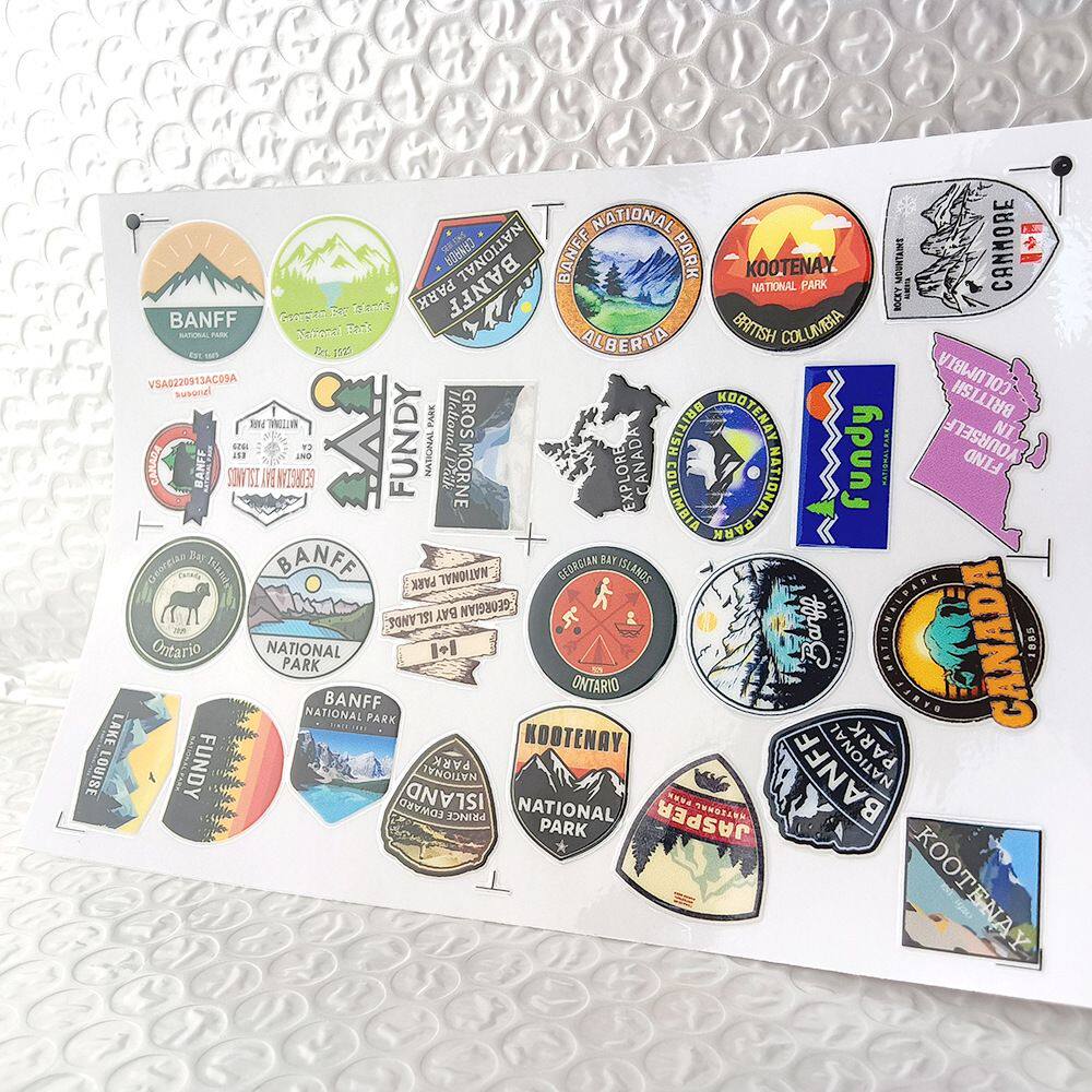 加拿大国家公园镂空立体防水牙刷水杯装饰贴纸UV转印贴水晶标定制