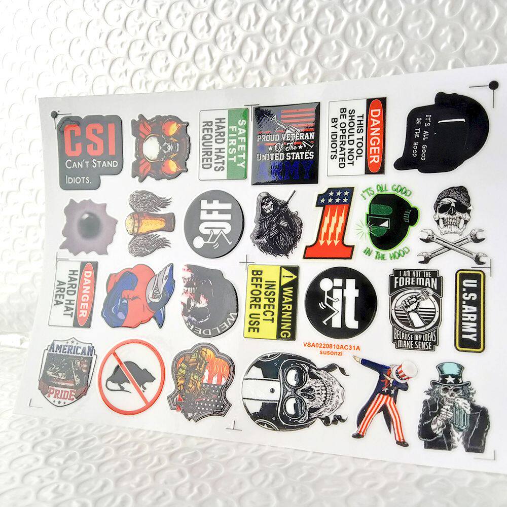 头盔系列涂鸦镂空立体防水牙刷水杯装饰贴纸UV转印贴纸水晶标定制