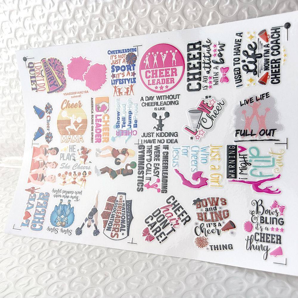 卡通啦啦队镂空立体防水电动牙刷水杯装饰贴纸UV转印贴水晶标定制