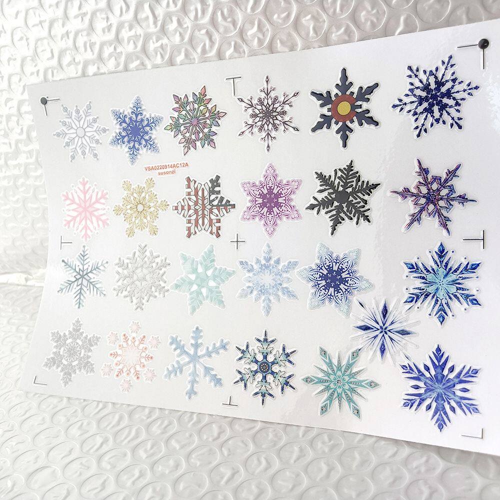 寒冷冷凌雪花镂空立体防水笔牙刷水杯装饰贴纸UV转印贴水晶标定制