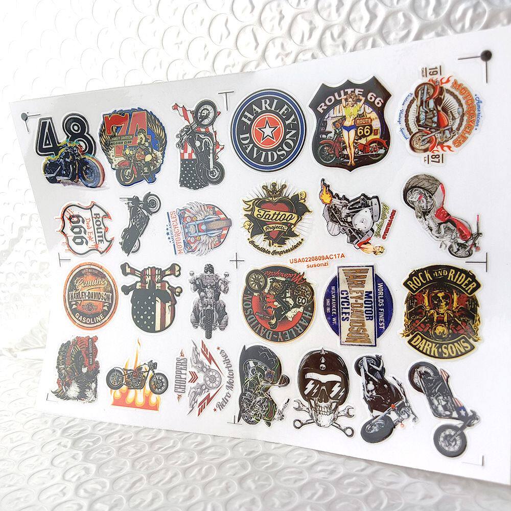 哈雷摩托镂空立体防水手帐笔贴保温水杯装饰UV转印贴纸水晶标定制