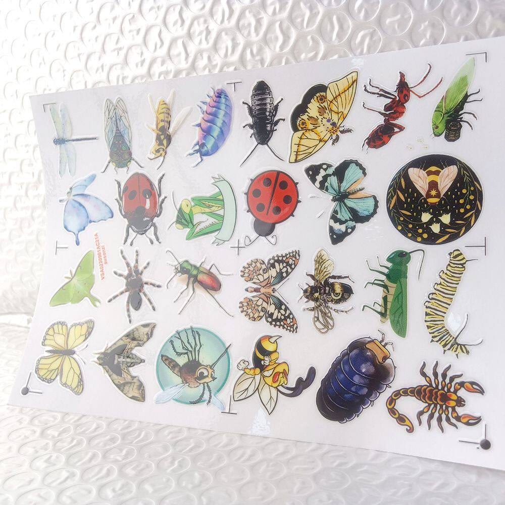 卡通昆虫蝴蝶镂空立体防水笔牙刷水杯装饰贴纸UV转印贴水晶标定制