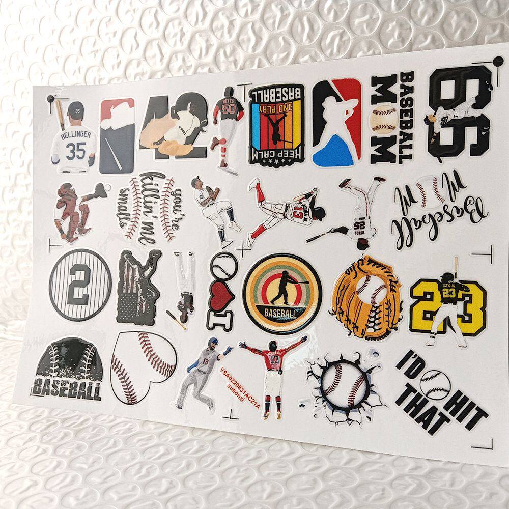 卡通棒球运动镂空立体防电动牙刷水杯装饰贴纸UV转印贴水晶标定制