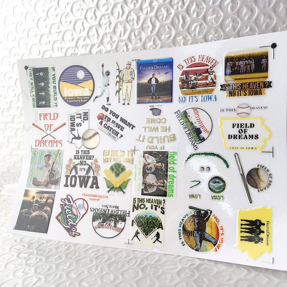 棒球运动涂鸦镂空立体防水笔牙刷水杯装饰贴纸UV转印贴水晶标定制