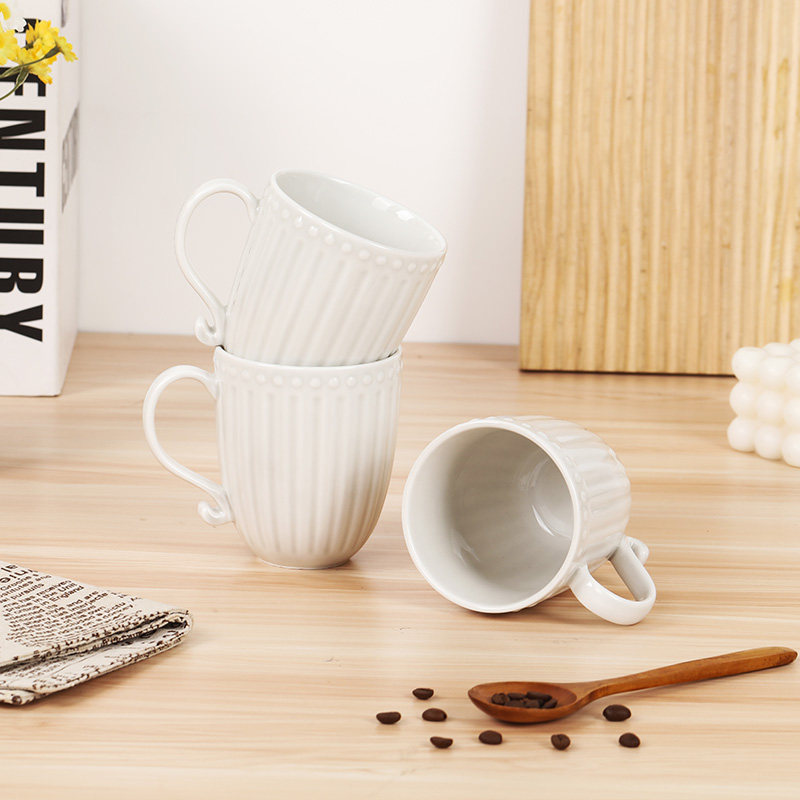 顺祥陶瓷浮雕马克杯超好看独特漂亮杯子家用喝水高颜值水杯早餐杯