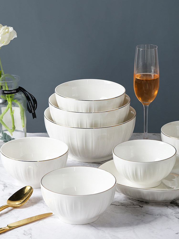 顺祥陶瓷碗碟套装家用简约现代高级感轻奢乔迁ins风餐具纯白高温